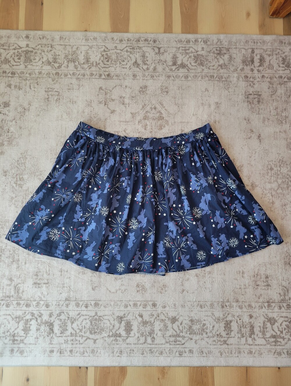 Disney Plus Size 6 Blue Fireworks Character Print Skirt‎ Disney Parks Vacation